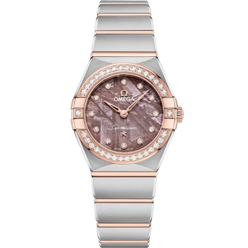 Omega Constellation Manhattan 25 Quartz Stainless Steel - Sedna Gold - Diamond / Lilac Meteorite